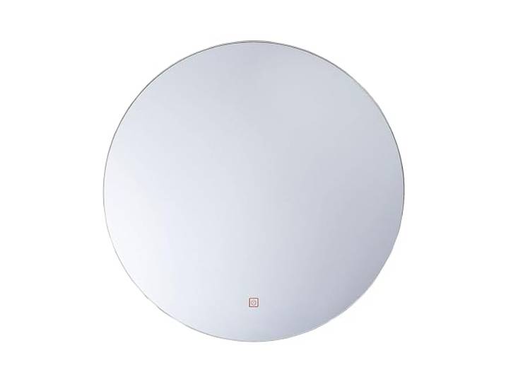 Beliani LED-Badezimmer-Spiegel Silber Glas Rund Badspiegel LED-Licht 60 x 3 x 60 cm