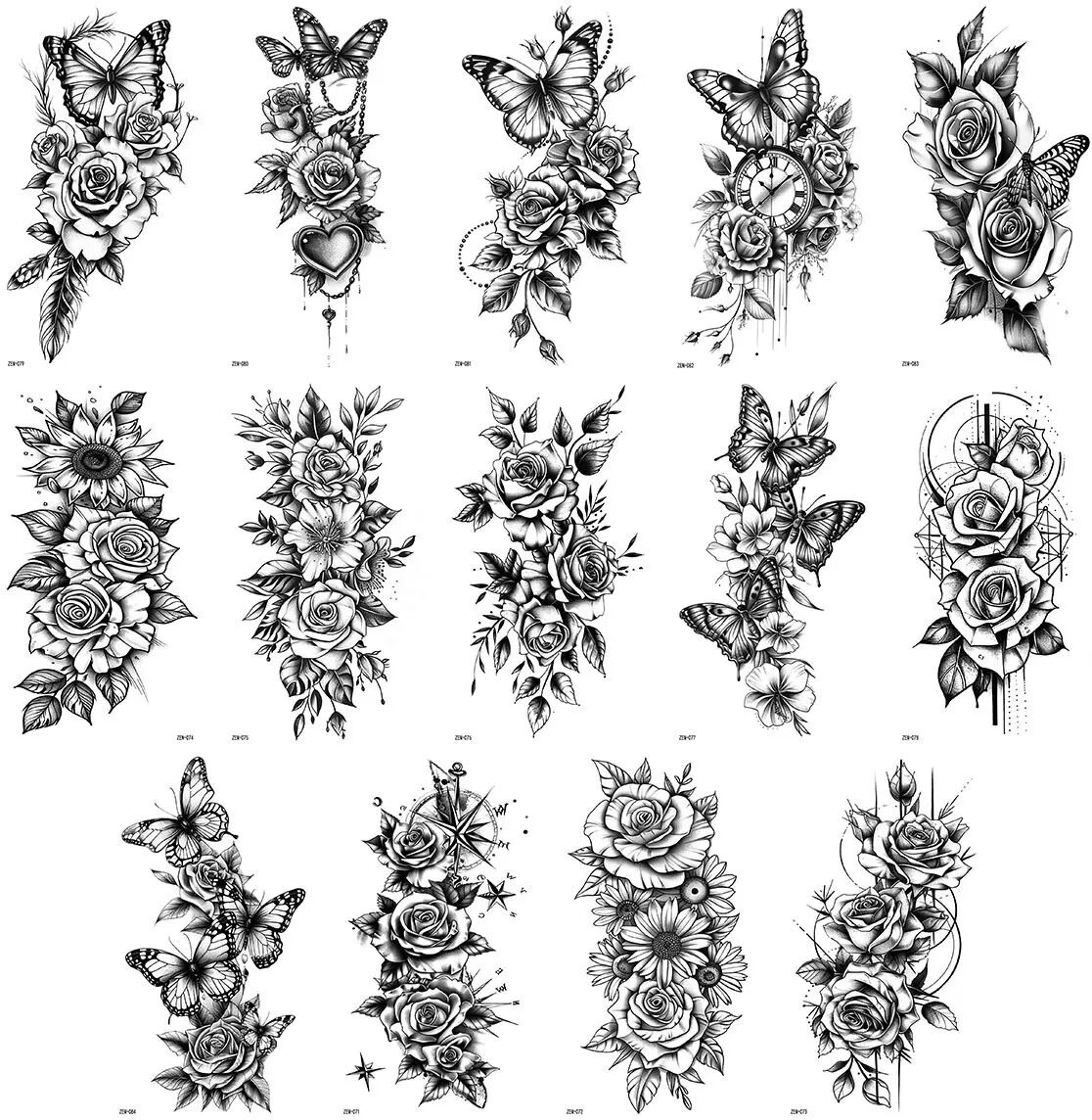 INF Sommer Temporäre Tattoos 14-teilig — wasserfest, schweißresistente Wassertransfer-Tattoos auf 21cm x 11.4cm Bogen