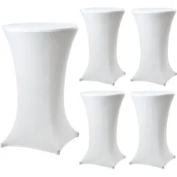 Baumarktplus 5er Set Stehtischhusse 60 cm weiß Tischdecke Husse Partytisch Bistrotisch Decke