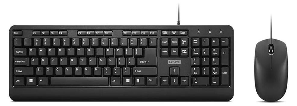 Lenovo 160 Wired Combo Toetsenbord en Muis Set - Zwart