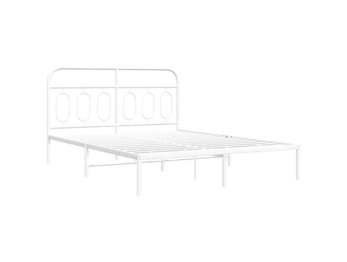 KTHLBRH Bettgestell mit Kopfteil Metall weiß 150 x 200 cm Bettgestell aus Stahl, Stauraum unten, Lattenrost inklusive, robuste Struktur