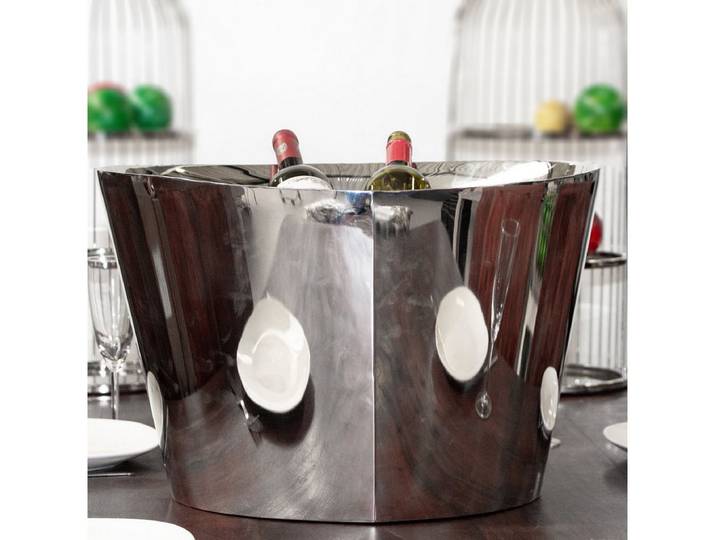 Antikas Wanddekoobjekt Flaschenkühler, Oval, XL, Sektkühler, Eisbehälter, Edelstahl