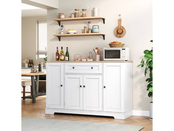 Buffet de cuisine moderne - TRUXEN - Dimensions 138x40x80 cm - Tiroir spacieux - Étagères réglables