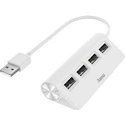 hama 00200120 USB-Hub, 4 Ports, USB 2.0, 480 Mbit/s, Weiß