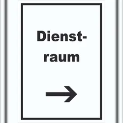 HB-Druck Dienstraum Schild mit Text und Richtungspfeil rechts Büro hochkant A6 (105x148mm)