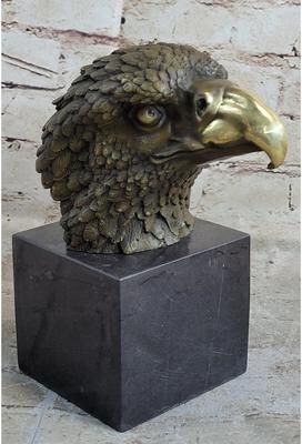 Bronzhaus Bust American Bald Eagle Bronze Marble Sculpture Statue Figurine Art Deco Figure