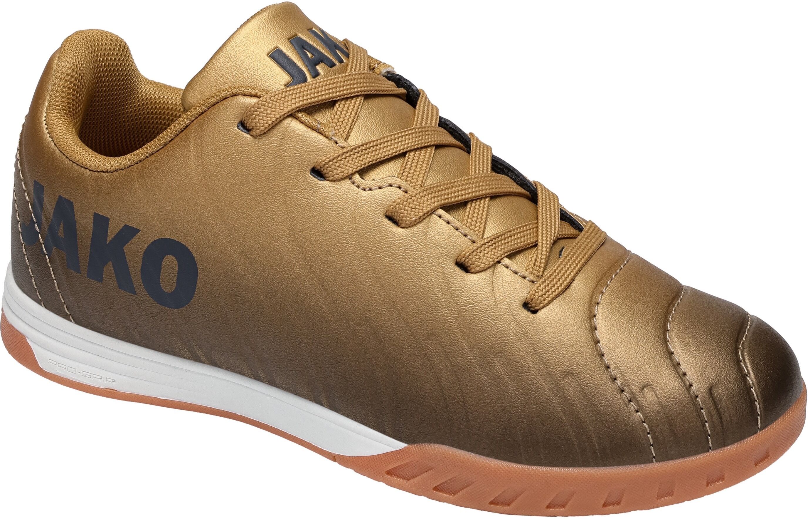 Hallenschuh JAKO "J-SISWEEPER", Mädchen, Gr. 29, schwarz (jet schwarz, rich gold), Synthetik, Schuhe Hallenschuh, Indoorschuh, Sportschuhe, nicht abfärbende Sohle jet schwarz, rich gold 29