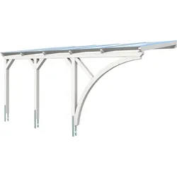 Skan Holz Wandanbau-Carport Eifel mit Einfahrtsbogen 300 x 541 cm-weiß Holzcarport