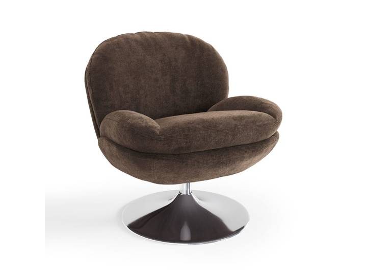 Fauteuil pivotant en velours bouclé brun expresso