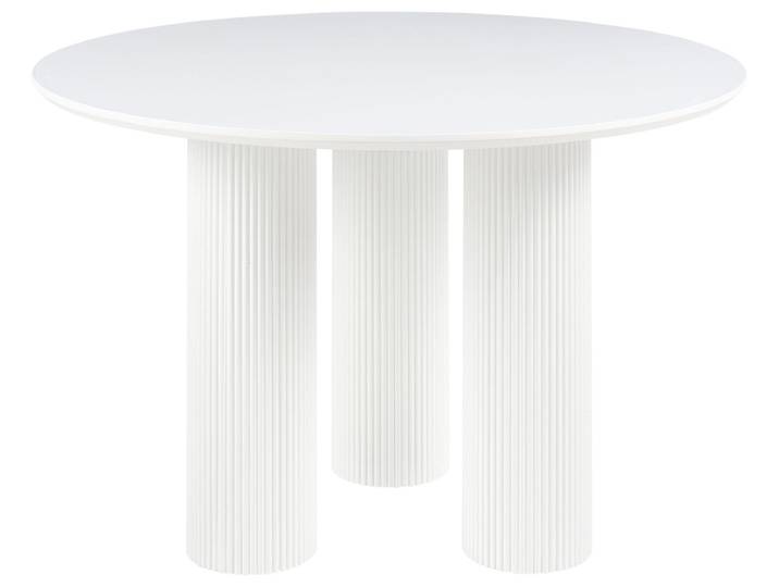 BELIANI Esstisch Weiß MDF-Tischplatte Matt Rund ø 120 cm für 4 Personen mit Geriffelten Zylindrischen Beinen Modernes Design Küchentisch Speisetisch