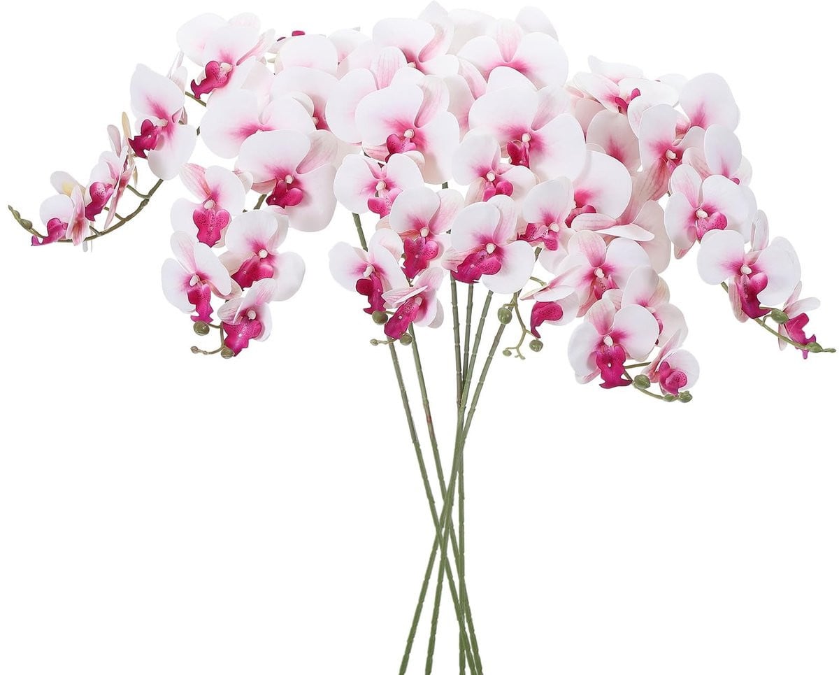 Set van 6 kunstmatige orchideeën stelen voor decoratie