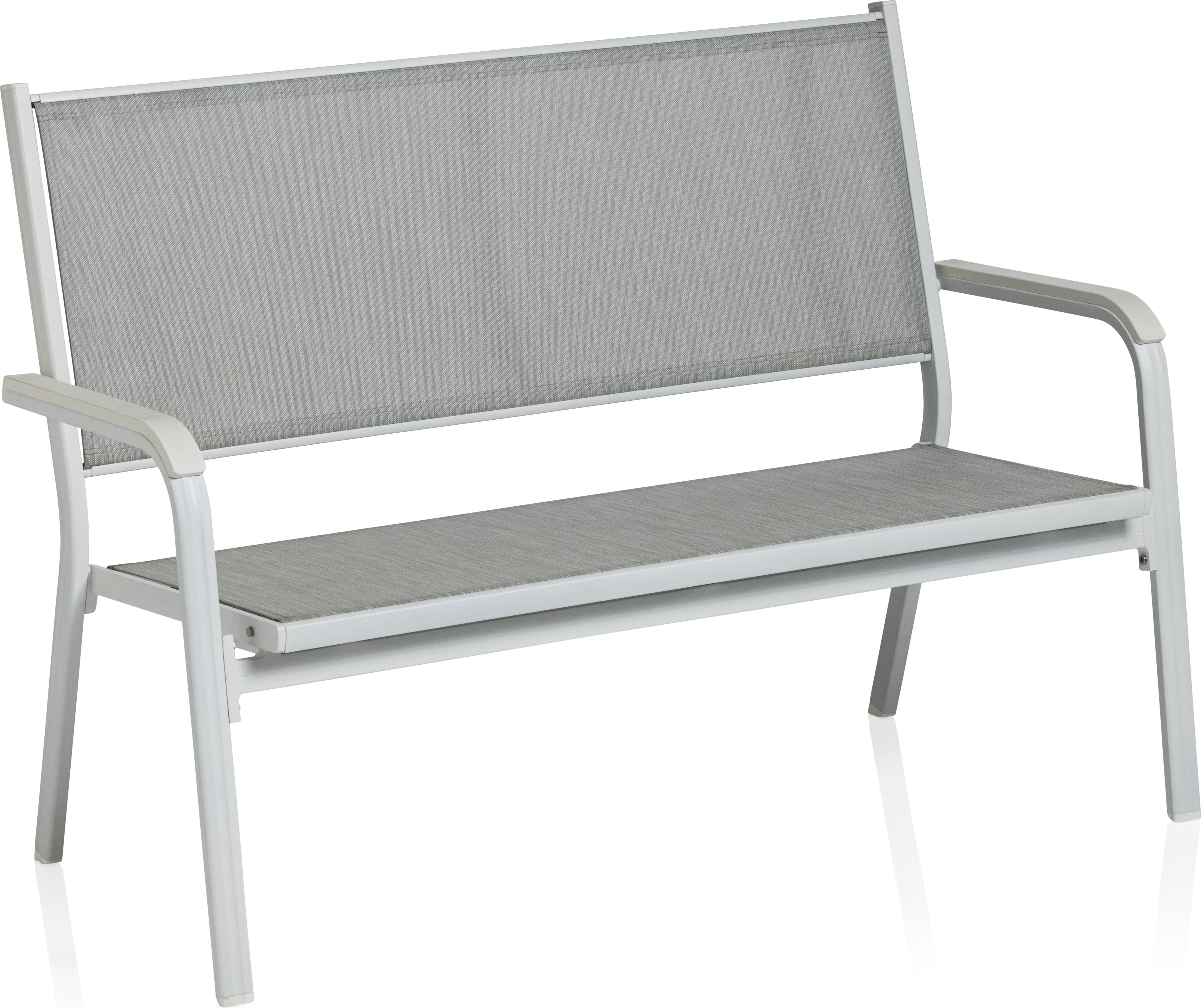 KETTLER Basic Plus 2er Bank, weiß matt/hellgrau, Aluminium/Outdoorgewebe
