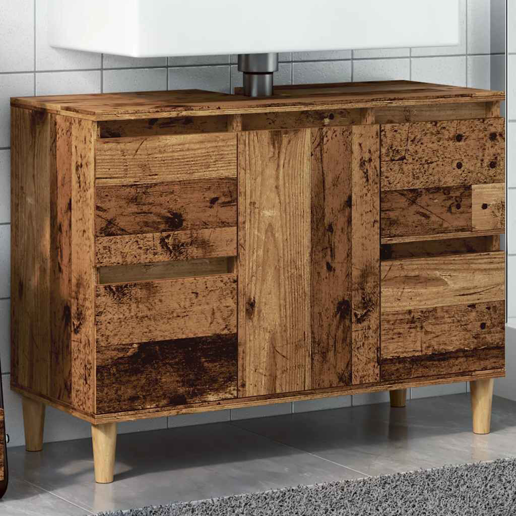 Latitude Run Tonsina Freestanding Bathroom Cabinet Old Wood/Natural 60cm H X 80cm W X 33cm D