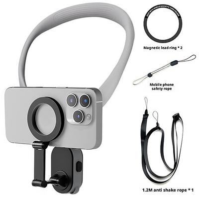 Magnetische Nackenhalterung für Smartphones, ideal für Angelsport und Action-Kameras. Ermöglicht Aufnahmen aus der Ich-Perspektive und freihändiges Tragen am Brustkorb.