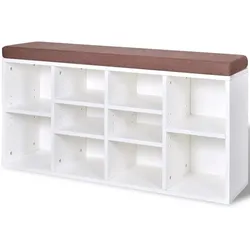 vidaXL Schuhschrank Schuhbank Sitzbank 10 Fächer weiß