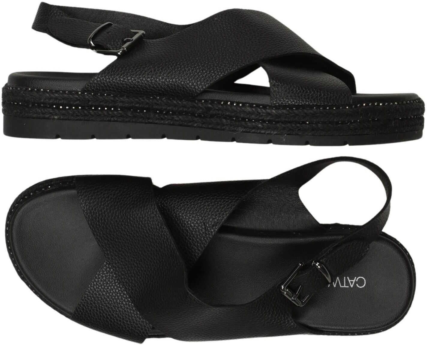 Catwalk Damen Sandalen, Schwarz, Gr. EU 39, Kunstleder - Second Hand