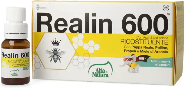 ALTA NATURA-INALME Srl Realin 600 con Acerola, Integratore Ricostituente, 10 Fiale