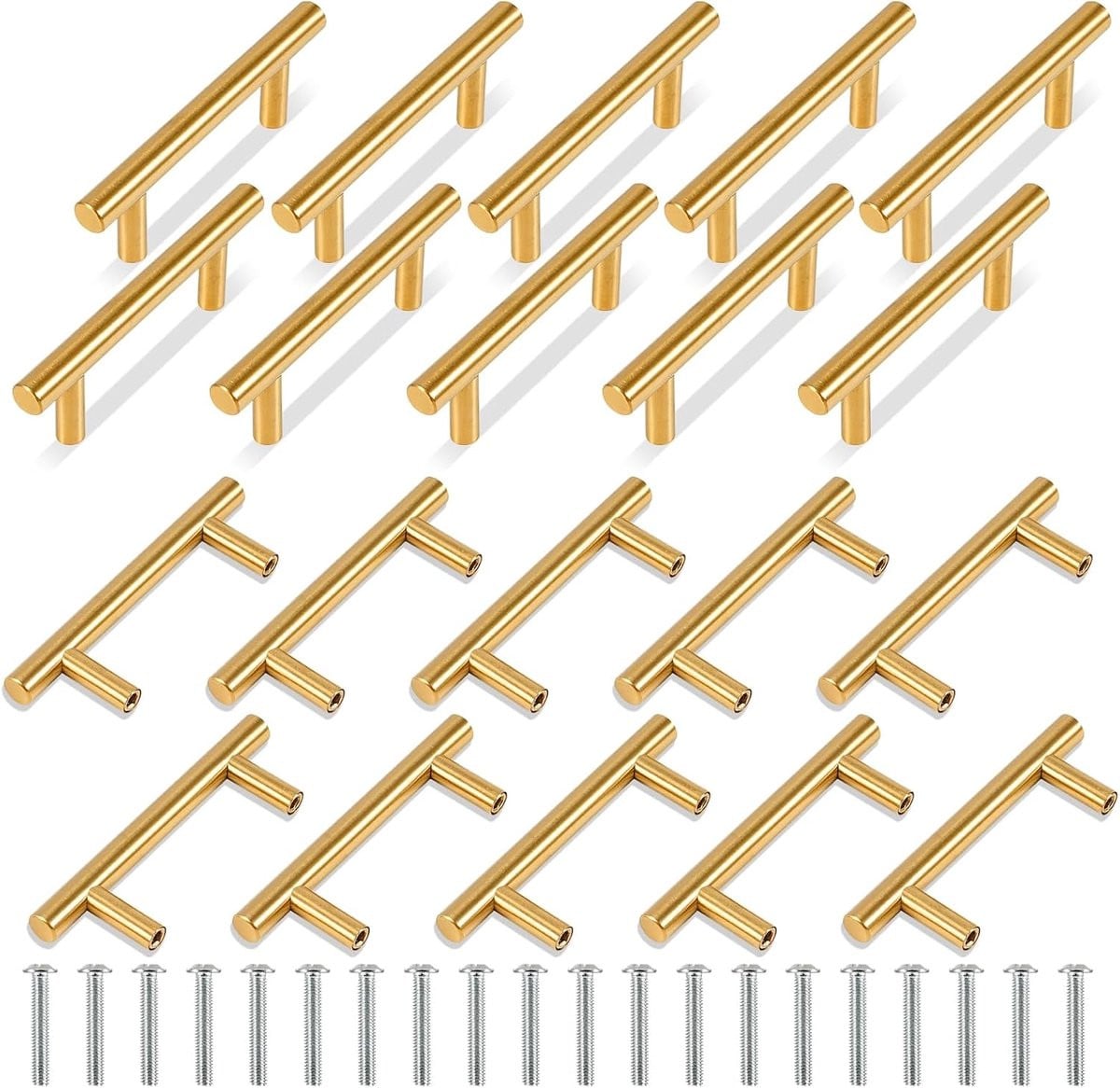 Dailygoods T-Bar Kastgrepen 100mm - Roestvrij Staal - 20 stuks