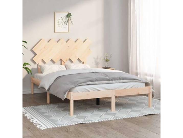 KGHFDVB Bett 120 x 190 cm Natur Massives Kiefernholz unbehandelt, inkl. Kopfteil und Sperrholzlatten, für Matratze 120 x 190 cm, Bettgestell