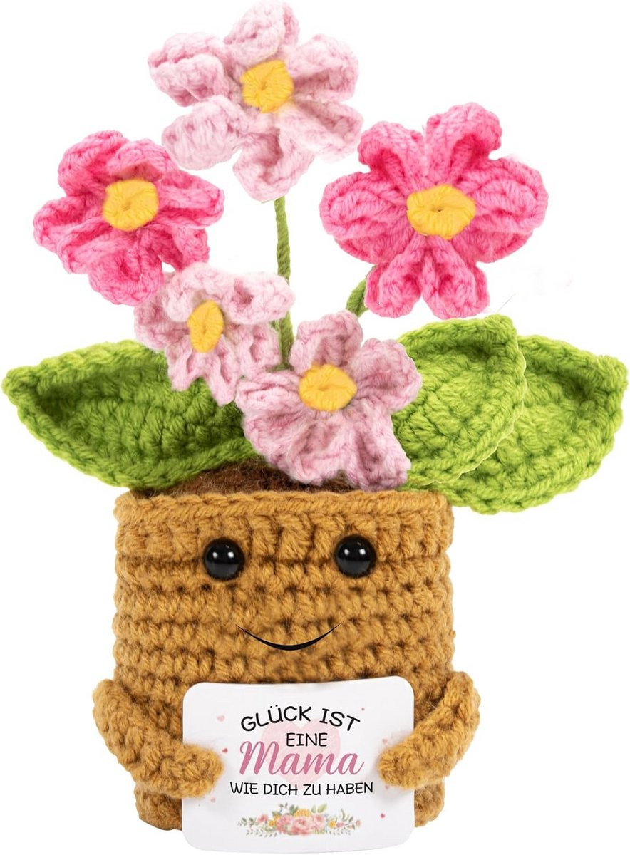 Handgemaakte gehaakte bloem als cadeau of geluksamulet