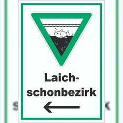 HB-Druck Laichschonbezirk Richtungspfeil links Aufkleber A5 (148x210mm)