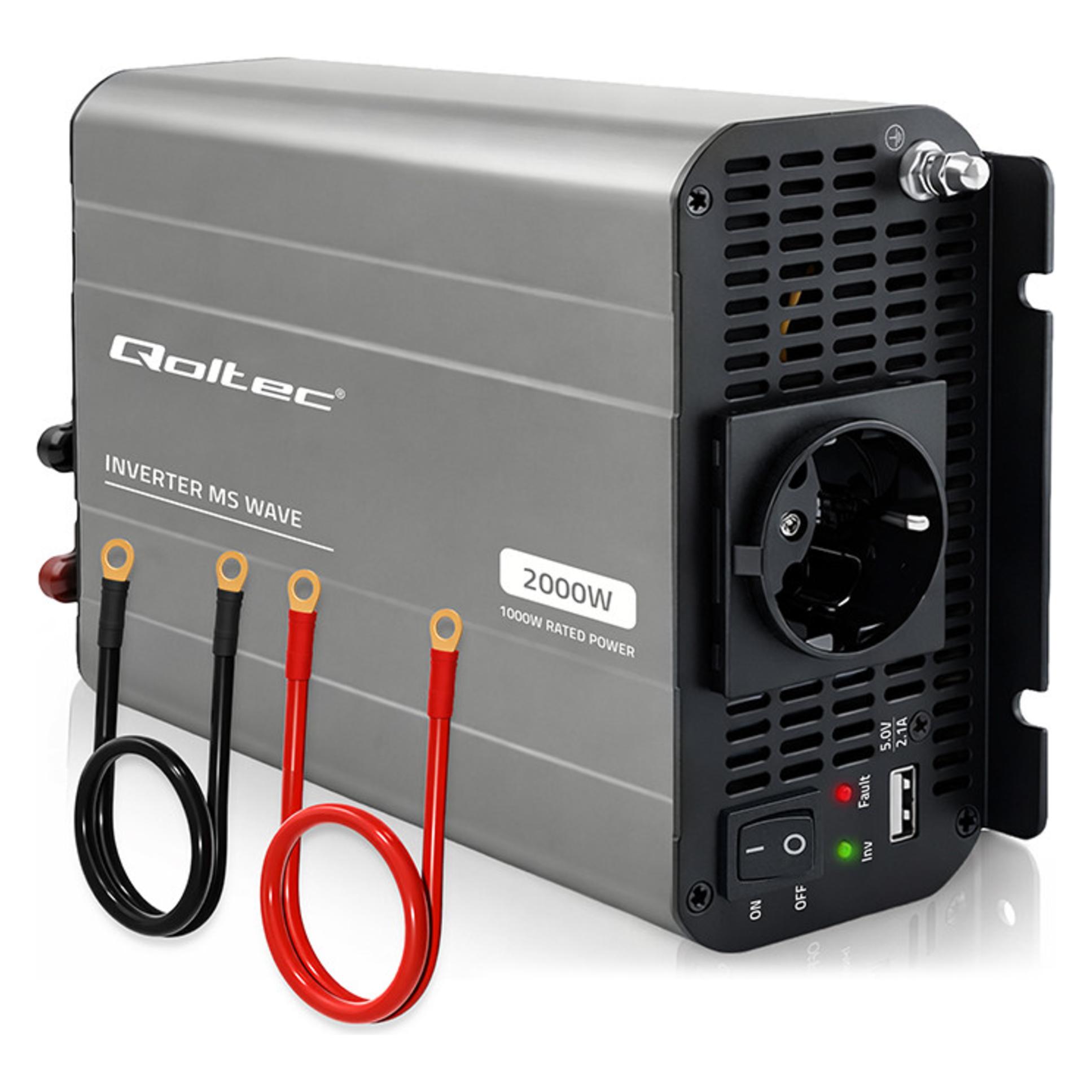 Qoltec MS Wave | 12V na 230V | 1000/2000W | USB (52682)