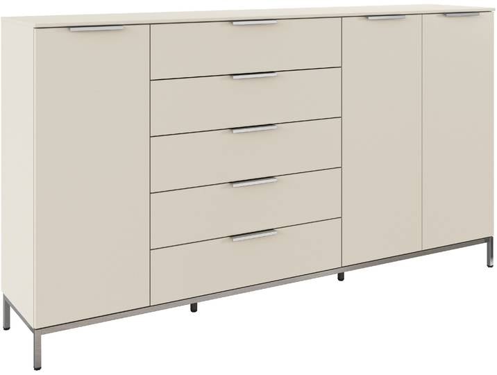 Kombikommode RAUCH Kommode Türkommode Sideboard Kombikommode FLIPP , beige (beige (champagner)), B:200cm H:111cm T:42cm, Holzwerkstoff, Sideboards, Kombikommode, 3-türig mit 5 Schubladen und Soft-Close-Funktion