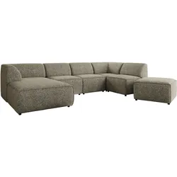WOHNLANDSCHAFT MODARO U 6M - Grau Struktur - Links