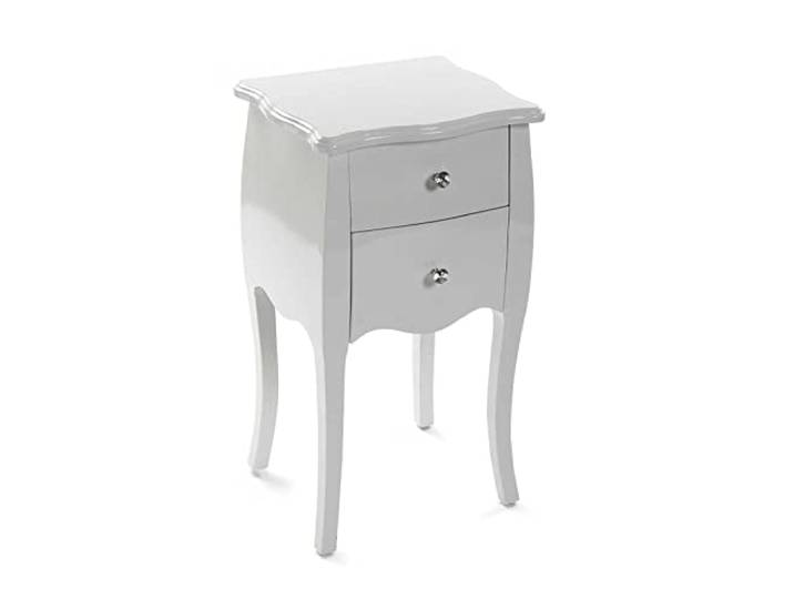 Versa Cagliari Nachttisch Kleiner oder zusätzlicher Tisch für das Schlafzimmer oder das Wohnzimmer, mit 2 Schubladen, Maßnahmen (H x L x B) 71 x 35 x 40 cm, Holz, Farbe: Weiß