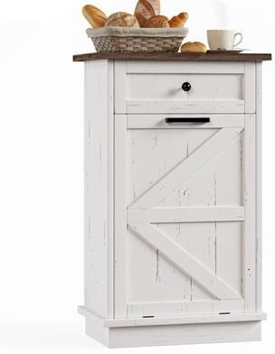 Kodotan sofa Tilt Out Trash Can Cabinet, 10-Gallon Farmhouse Hidden Garbage Cabinet with Drawer, Dog Proof Wooden Trash Storage Cabinet