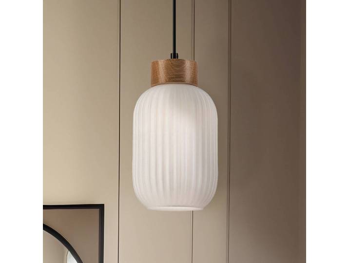 Glas Hängeleuchte Harmony Lamkur, dimmbar, weiß / opal, für Wohn- / Esszimmer, Glas, Skandinavisch