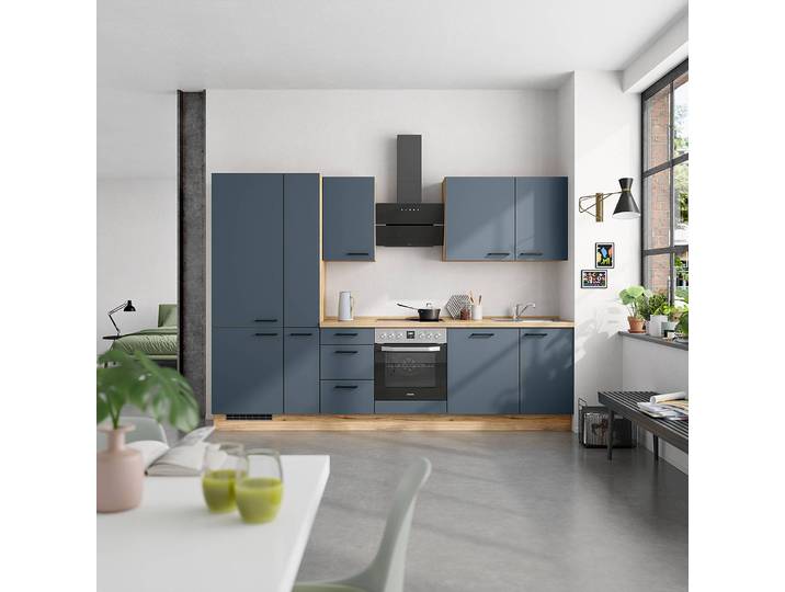 Herdumbauschrank Easytouch mit Schublade 60 x 87 x 58cm Blau/Dunkelblau