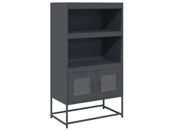 KGFHERENB Highboard Anthrazit 68x39x123 cm Metall Schrank mit Türen Stabiler Anstellschrank aus kaltgewalztem Stahl für Wohnzimmer und Esszimmer mit flexibel montierbaren Türen.