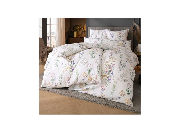 Bettwäsche ESTELLA Gr. 2, beige (ecru), B/L: 155cm x 200cm, Mako-Satin,Mako-Satin, B/L: 80cm x 80cm, 3 Stk., Mako-Satin;Mako-Satin, 100% Baumwolle, Bettwäsche, Bettwäsche