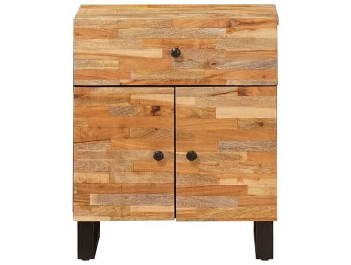 KTHLBRH Bettschrank mit Schublade Braun 50 x 33 x 60 cm Massives Mangoholz, 1 Schublade, kompaktes Design, einfache Wartung, eleganter Stil