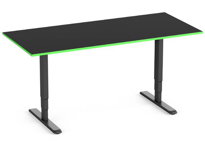 Primus Gamingschreibtisch Rechteck, Schwarz Klassik Acid Green 160x80