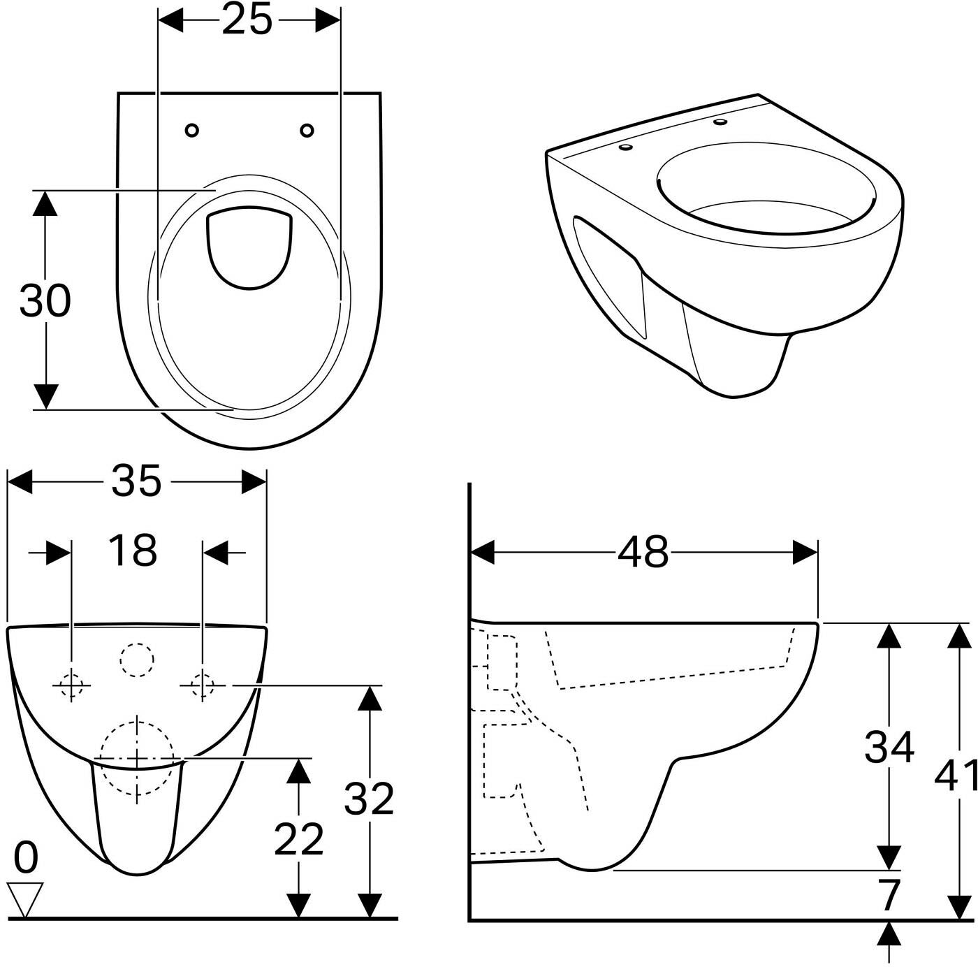 Geberit Renova Compact Wand-WC, Tiefspüler