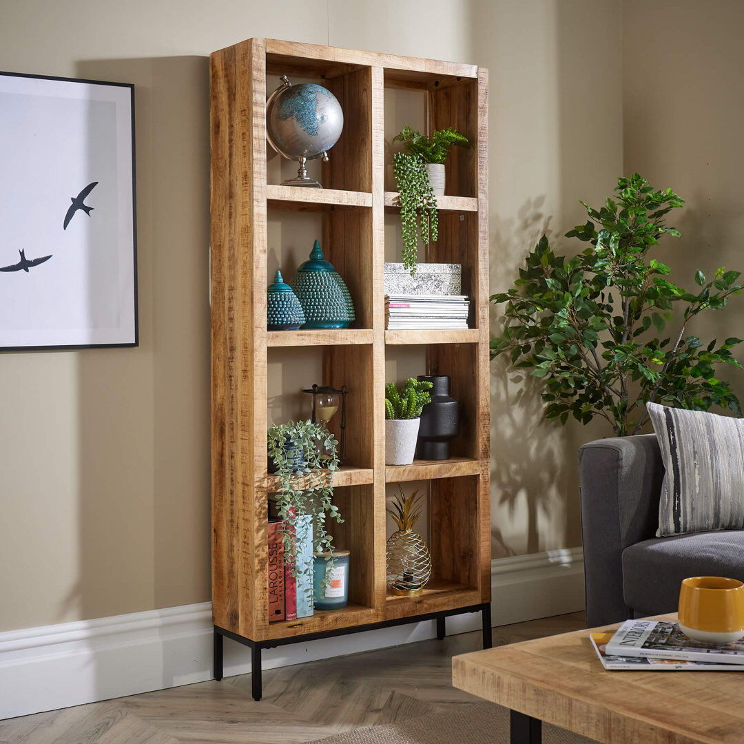 Alpen Home Franca Tall 8 Open Shelving Mango Wood Bookcase Storage Unit 175cm H X 80cm W X 25cm D