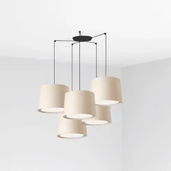 Faro Pendelleuchte CONGA 5-flammig, 5xE27, IP20, schwarz, beige FAR-64314-55-5L