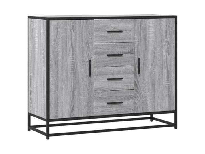 Sideboard Kommode Grau Sonoma 92x35x76 cm Holzwerkstoff Metallgestell, industrieller Stil, vielseitig, feucht abwischbar, robust