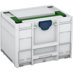 Tanos systainer3 Combi M 287 lichtgrau (RAL 7035), Verschluss saphirblau (RAL 5003), Griff smaragdgrün (RAL 6001) - 83550047.234