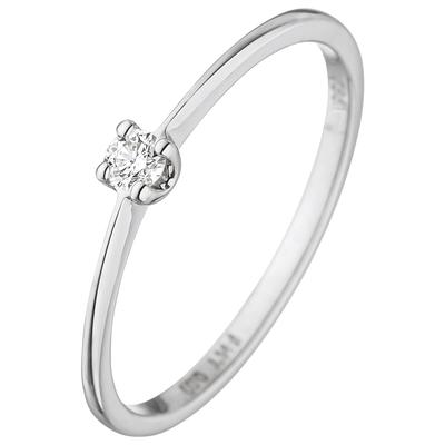 Diamantring JOBO "Ring Weißgoldring schmal zart" Gr. 52, silber (weißgold 585), Fingerringe, Damen, 52, SI = kleine Einschlüsse, Diamanten Weißgold 585, Diamanten, Weißgold 585, Diamantring, 585 Weißgold mit Diamant