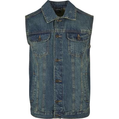 Jerseyweste URBAN CLASSICS "Urban Classics Herren Denim Vest", Herren, Gr. L, lightblau, 100% Baumwolle, Westen