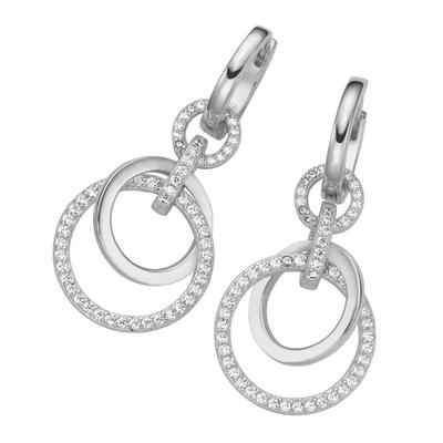 Paar Creolen "mit Behang Ringe, Silber 925", weiß, GIORGIO MARTELLO MILANO, Ohrringe, Damen, Silber 925 (Sterlingsilber)