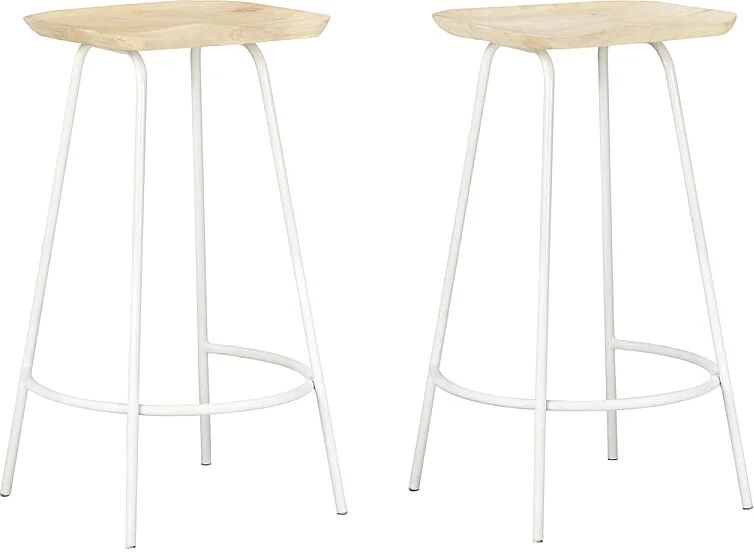 vidaxl Taburetes de cocina 2 unidades madera maciza de mango
