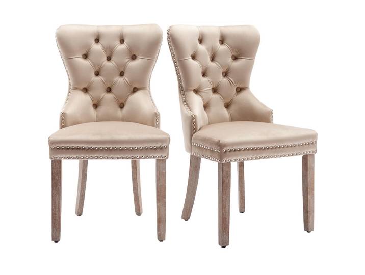 ComfortXL Stuhl-Set De-35903 2 Stück mit Türklopfer-Design Beige, 46.5x95x53 cm, Esszimmer, Stühle