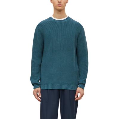 Strickpullover S.OLIVER, Herren, Gr. XXL, blau, Strick, Obermaterial: 100% Baumwolle, unifarben, bequem hüftbedeckend, Rundhals, Bündchen, Pullover Strickpullover, Langarmpullover mit Rundhals / Baumwolle
