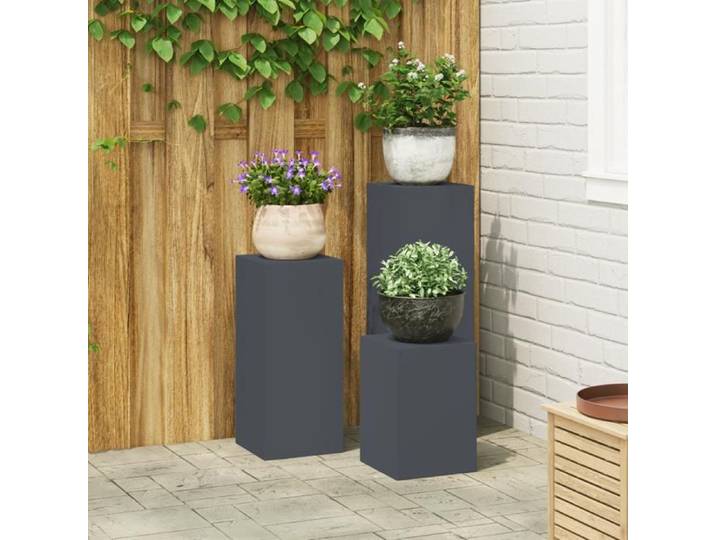 Supports de plantes d extérieur Ensemble 3 pièces en anthracite