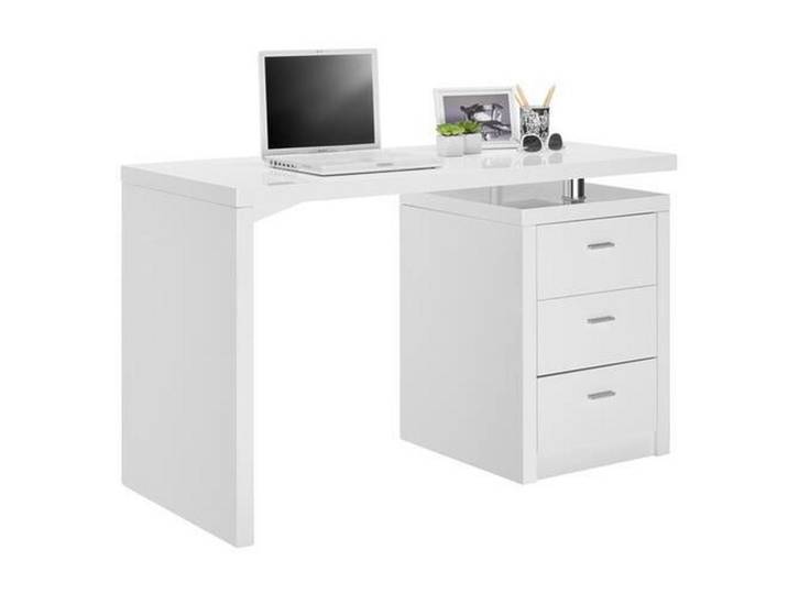 Hom`in Schreibtisch, Weiss, Chromfarben, Metall, Holzwerkstoff, 3 Schublade(n) Schubladen, rechteckig, Wange, Sockel, 55x75x120 cm, Bsci, Stauraum, Büromöbel, Büromöbelset, Büromöbelserien