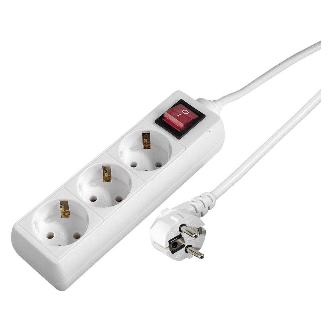 Hama 3-Socket Multiple Socket Outlet with Switch and Childproof Lock (3x, CEE 7/3, 1.40 m) (00137322)
